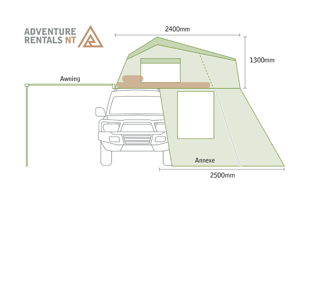 Adventure Rentals 4WD with Tent, Awning & Annexe | front-view